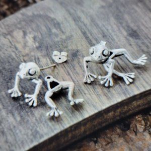 Sterling Silver Frog Earrings